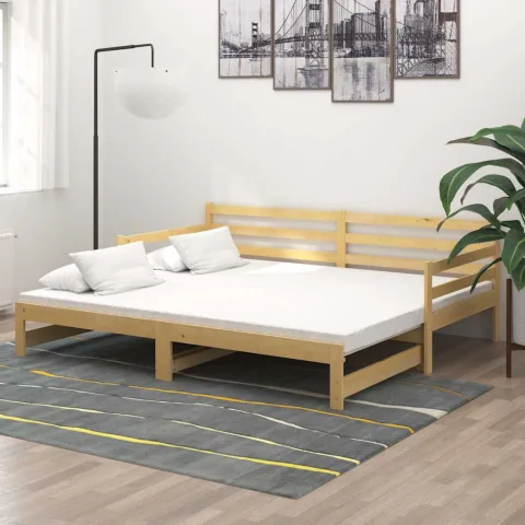 vidaXL Pat extensibil de zi, 2x(90x200) cm, lemn masiv de pin