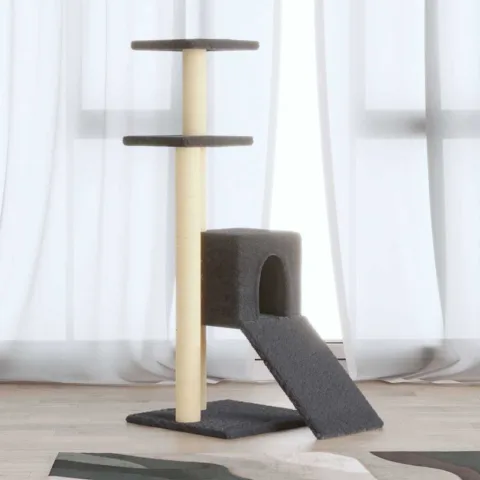 vidaXL Ansamblu pisici cu stâlpi din funie de sisal, gri închis, 92 cm