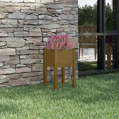 vidaXL Jardinieră de grădină, maro miere, 40x40x70 cm, lemn masiv pin