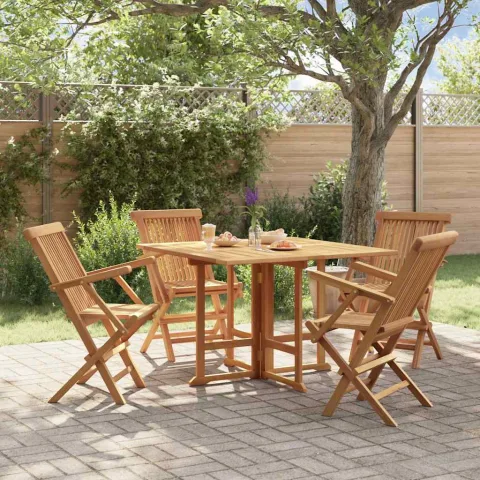 vidaXL Set de mobilier de exterior pliabil, 5 piese, lemn masiv de tec