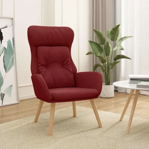vidaXL Scaun de relaxare, roșu vin, material textil