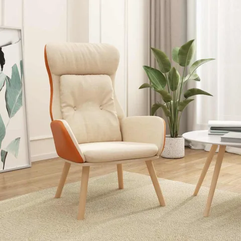 vidaXL Scaun de relaxare, crem, material textil și PVC