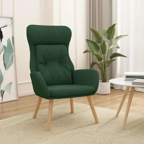 vidaXL Scaun de relaxare, verde închis, material textil