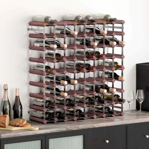 vidaXL Suport sticle de vin, 72 sticle, maro, lemn masiv de pin