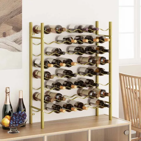 vidaXL Suport sticle de vin, 48 sticle, auriu, metal