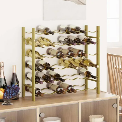 vidaXL Suport sticle de vin pentru 36 sticle, auriu,metal