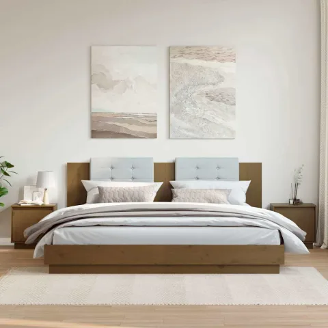 vidaXL Noptiere, 2 buc, maro miere, 40x30x40 cm, lemn masiv de pin