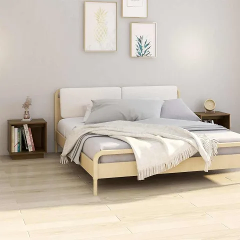 vidaXL Noptiere, 2 buc, maro miere, 40x30x40 cm, lemn masiv de pin