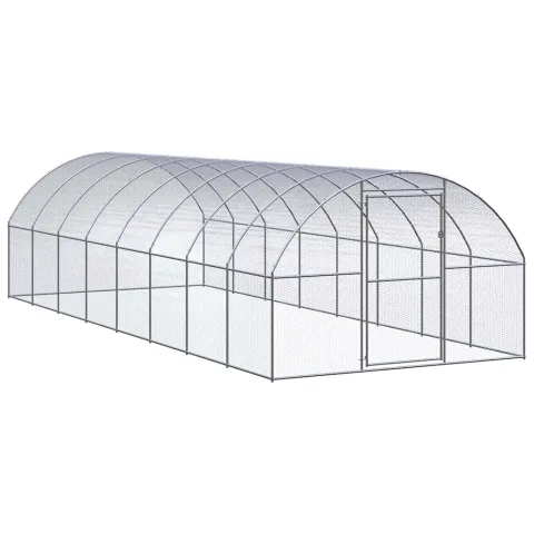vidaXL Coteț de găini pentru exterior, 3x8x2 m, oțel zincat