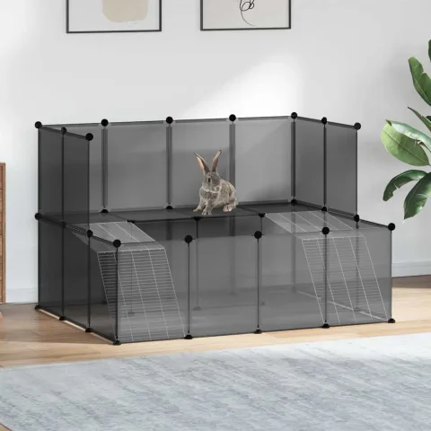 vidaXL Cușcă pentru animale mici, negru, 143x107x93 cm, PP și oțel