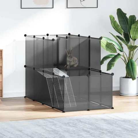 vidaXL Cușcă pentru animale mici, negru, 142x74x93 cm, PP și oțel