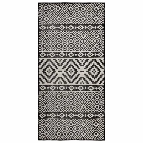 vidaXL Covor de exterior, dungi negre, 80x150 cm, țesătură plată