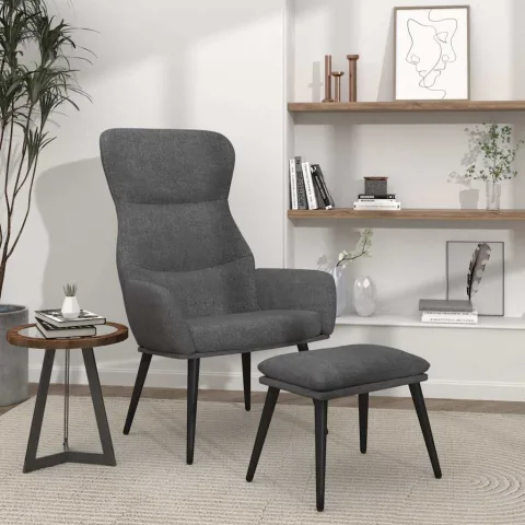 vidaXL Scaun de relaxare cu taburet, gri deschis, material textil