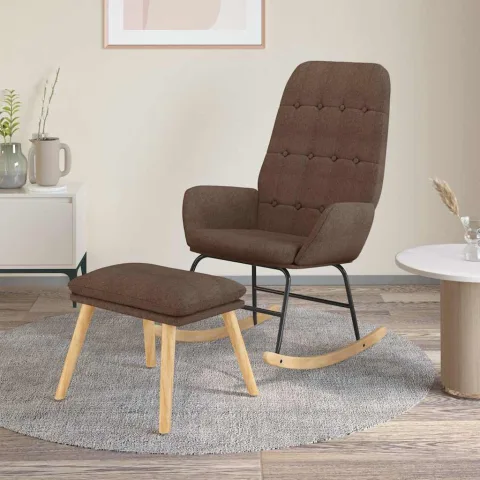 vidaXL Scaun balansoar cu taburet, gri taupe, material textil
