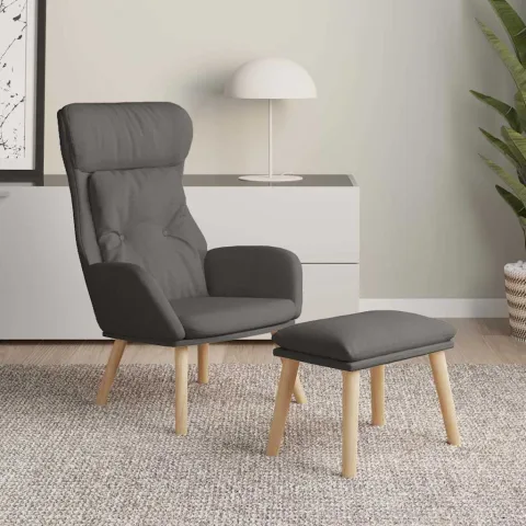 vidaXL Scaun de relaxare cu taburet, gri deschis, textil
