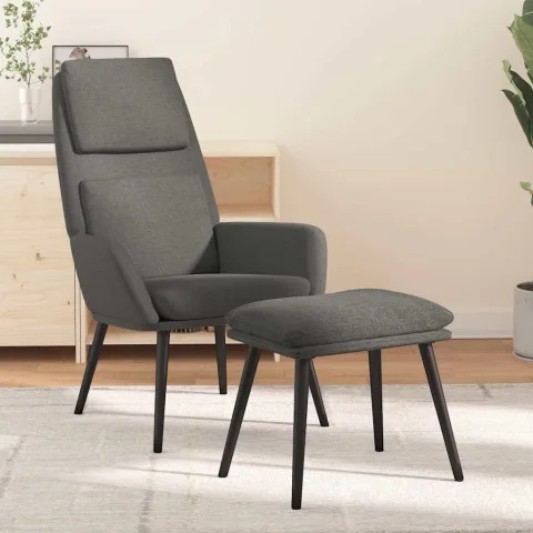 vidaXL Scaun de relaxare cu taburet, gri deschis, material textil
