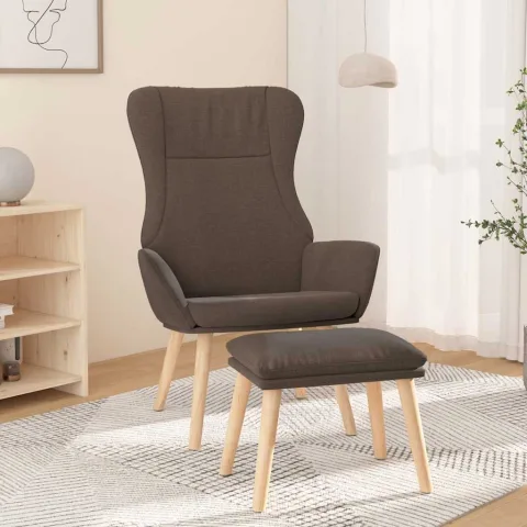 vidaXL Scaun de relaxare cu taburet, gri taupe, textil