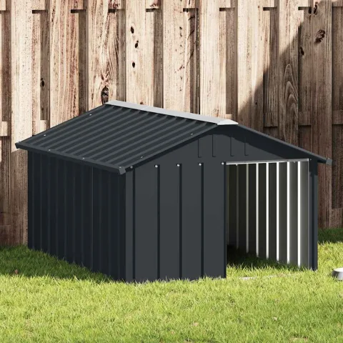 vidaXL Casă pentru câini antracit 116,5x153x81,5 cm oțel galvanizat