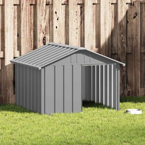vidaXL Casă pentru câini, gri, 116,5x103x81,5 cm, oțel galvanizat