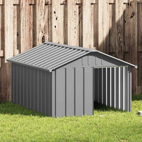 vidaXL Casă pentru câini, gri, 116,5x153x81,5 cm, oțel galvanizat