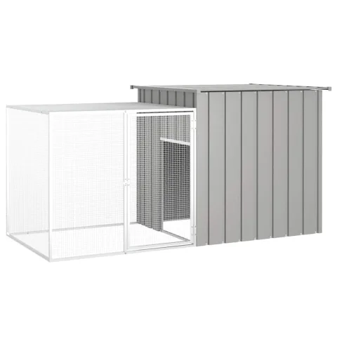 vidaXL Coteț pentru păsări, gri, 200x91x100 cm, oțel galvanizat