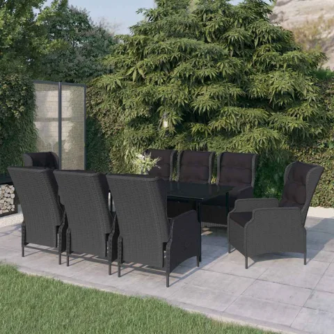 vidaXL Set de mobilier pentru grădină, 9 piese, gri închis