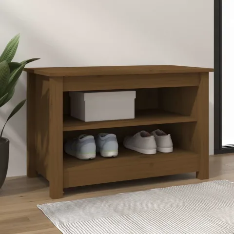 vidaXL Bancă pentru pantofi, maro miere, 70x38x45,5 cm, lemn masiv pin