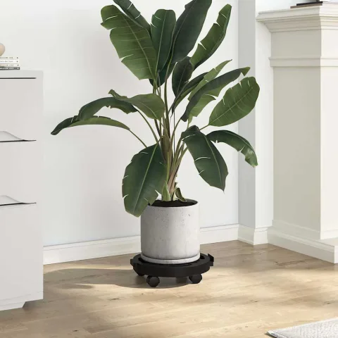 vidaXL Cărucior pentru plante cu roți, diametru 30 cm, negru, 170 kg