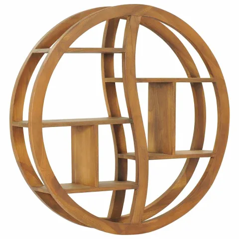 vidaXL Raft de perete Yin Yang, 80 x 17,5 x 80 cm, lemn masiv de tec