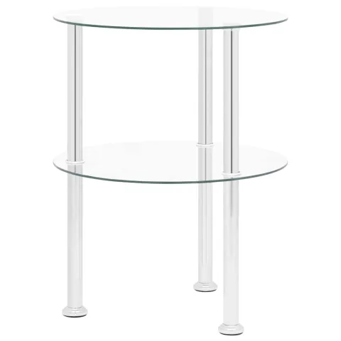 vidaXL Masă laterală 2 niveluri, transparent, 38 cm, sticlă securizată
