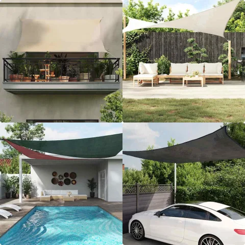 vidaXL Pânză parasolar, roșu, 3 x 4 x 5 m, HDPE, 160 g/m²