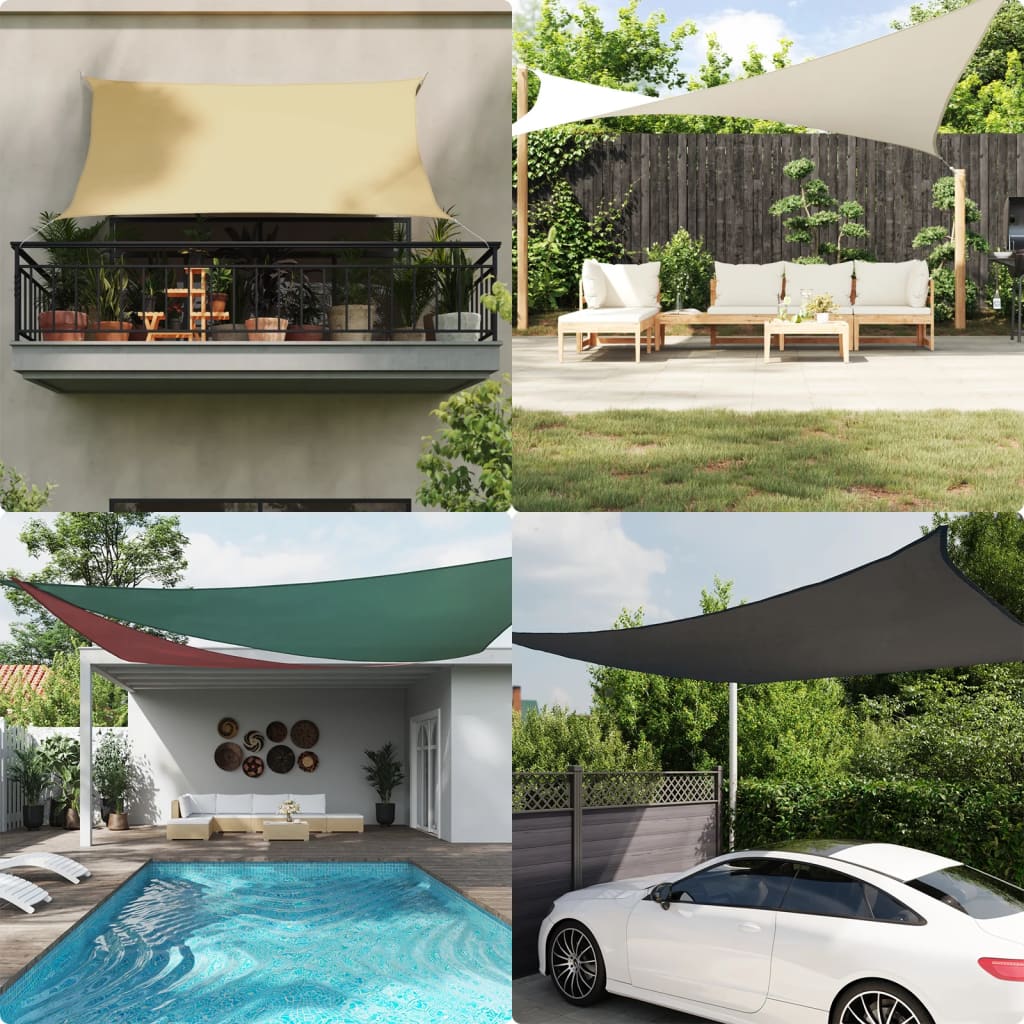 vidaXL Pânză parasolar, crem, 5x5 m, țesătură oxford, pătrat
