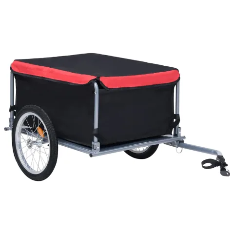 vidaXL Remorcă pentru bicicletă, negru și roșu, 65 kg