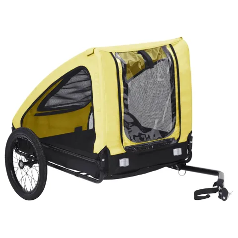 vidaXL Remorcă de bicicletă pentru animale de companie, galben & negru