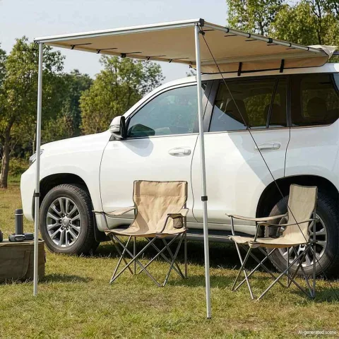 vidaXL Copertină pentru camping & rulote, bej, 1,8x2,5x2,15 m