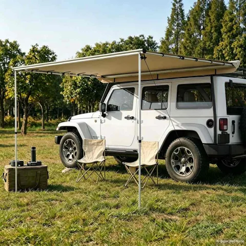 vidaXL Copertină pentru camping & rulote, bej, 2,4x2,5x2,15 m