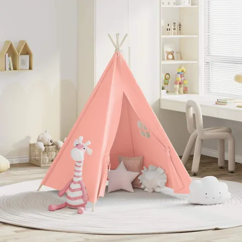 vidaXL Cort de copii teepee cu geantă, roz, 120x120x150 cm, piersică