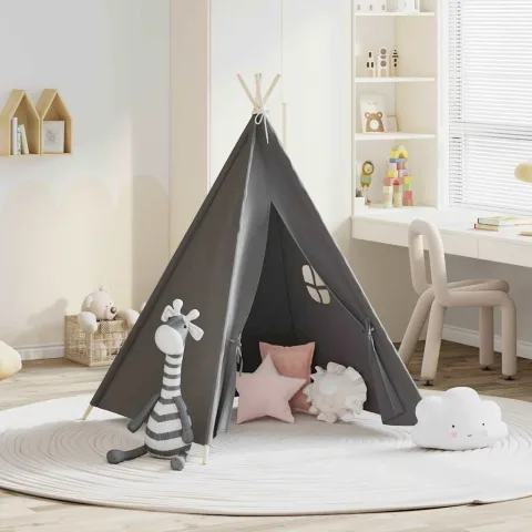vidaXL Cort de copii teepee cu geantă, gri 120x120x150 cm, piersică