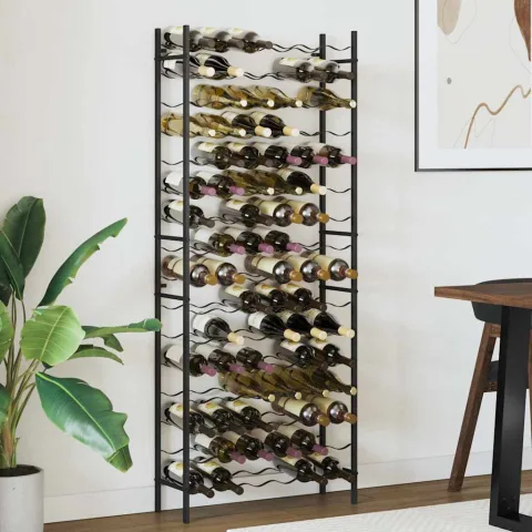 vidaXL Suport de vin pentru 96 de sticle, negru, fier