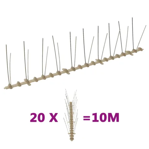 vidaXL Set bandă cu țepi antipăsări cu 2 rânduri 20 buc. plastic 10 m
