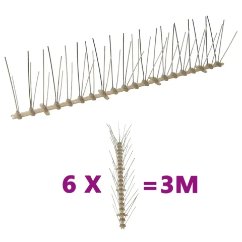 vidaXL Set bandă cu țepi antipăsări cu 5 rânduri, 6 buc., plastic, 3 m
