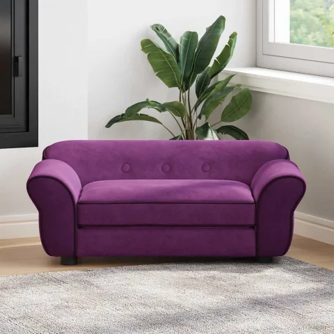 vidaXL Canapea pentru câini, vișiniu, 72x45x30 cm, pluș