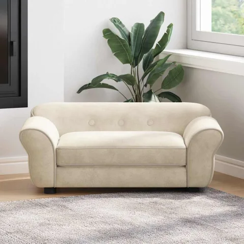 vidaXL Canapea pentru câini, crem, 72x45x30 cm, pluș