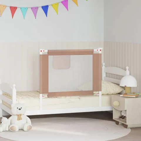 vidaXL Balustradă de protecție pat copii, gri taupe, 90x25 cm, textil
