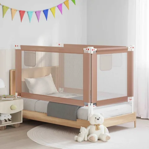 vidaXL Balustradă de protecție pat copii, gri taupe, 150x25 cm, textil