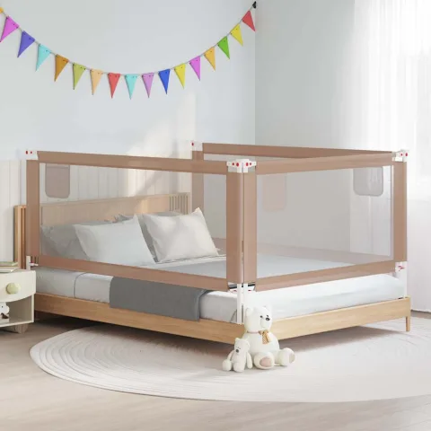 vidaXL Balustradă de protecție pat copii, gri taupe, 200x25 cm, textil