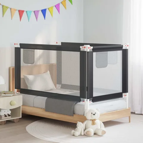 vidaXL Balustradă de protecție pat copii, gri închis, 150x25 cm textil
