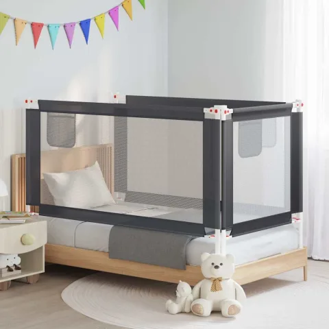 vidaXL Balustradă de protecție pat copii, gri închis, 160x25 cm textil