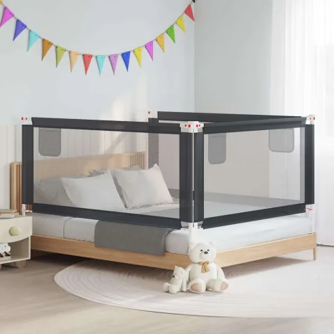 vidaXL Balustradă de protecție pat copii, gri închis, 180x25 cm textil
