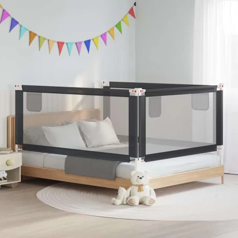 vidaXL Balustradă de protecție pat copii, gri închis, 190x25 cm textil